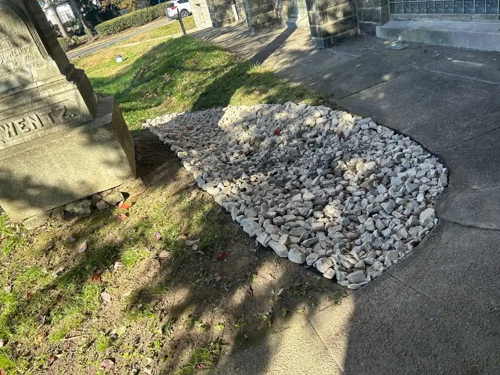 riprap repair near statue